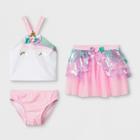 Toddler Girls' 3pc Unicorn Tankini Set - Cat & Jack Pink
