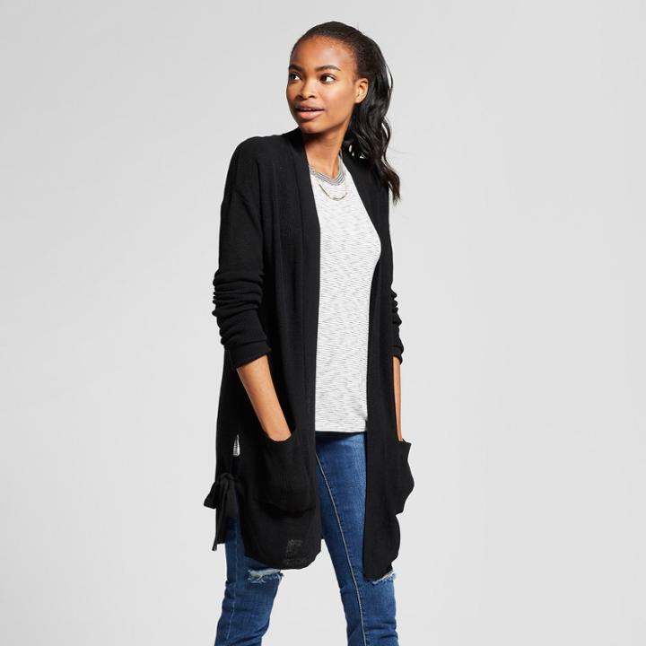 Women's Side Tie Open Layering Cardigan - Mossimo Black