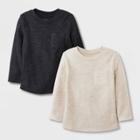 Toddler Boys' 2pk Ottoman Long Sleeve T-shirt - Cat & Jack Cream