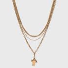 Semi-precious Stone And Rectangular Charm Layered Chain Necklace - Universal Thread Gold