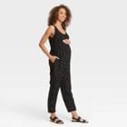The Nines By Hatch Maternity Floral Print Sleeveless Crepe Jumpsuit Black