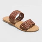 Women's Addie Wide Width Two Band Slide Sandals - Universal Thread Brown