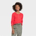 Girls' Henley Long Sleeve T-shirt - Art Class Red