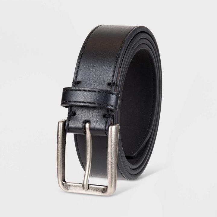 Men's Big & Tall Stitched Belt - Goodfellow & Co Black