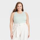 Women's Plus Size Ribbed Tank Top - A New Day Gray
