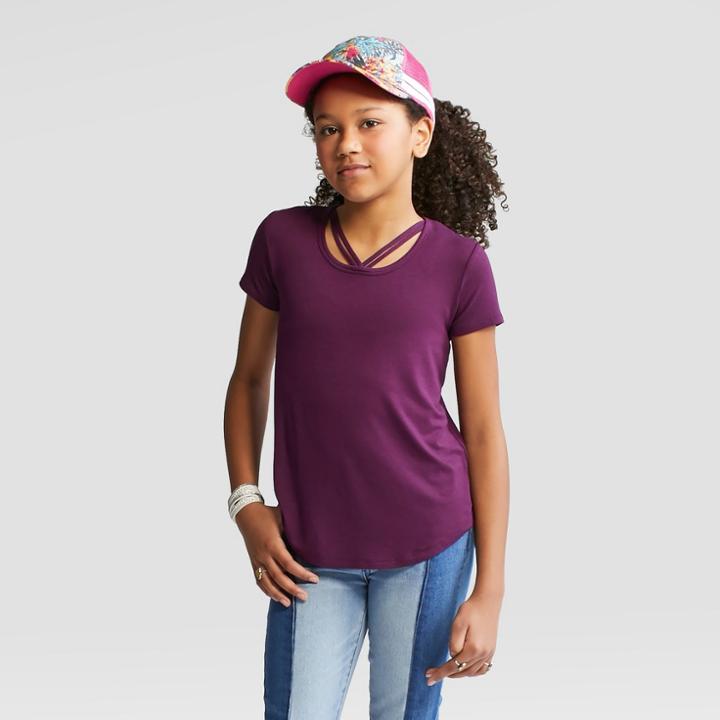 Girls' Short Sleeve Bar Front T-shirt - Art Class Purple