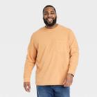 Men's Big & Tall Long Sleeve Garment Dyed Pocket T-shirt - Goodfellow & Co Gold