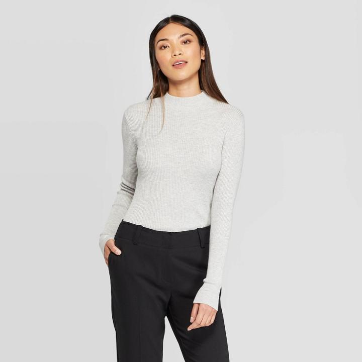 Prologue Women's Long Sleeve Mock Turtleneck - Knox Rose Gray M, Women's,