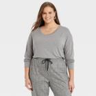Women's Plus Size Long Sleeve Rayon Span T-shirt - A New Day Heathered Gray
