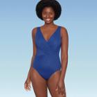 Women's Slimming Control Twist-front One Piece Swimsuit - Dreamsuit By Miracle Brands Deep