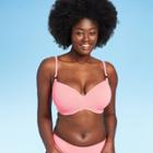 Women's Light Lift Smocked Bikini Top - Shade & Shore Flamingo Pink 34dd, Pink/pink