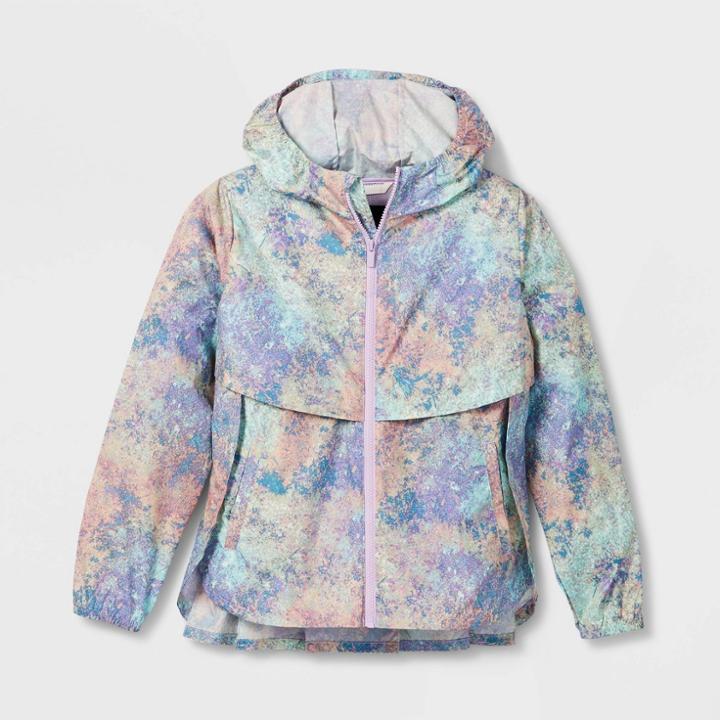 Girls' Floral Windbreaker Jacket - All In Motion Purple