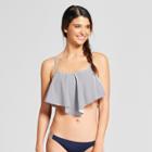 Women's Flounce Bralette Bikini Top - Xhilaration Blue Stripe D/dd Cup