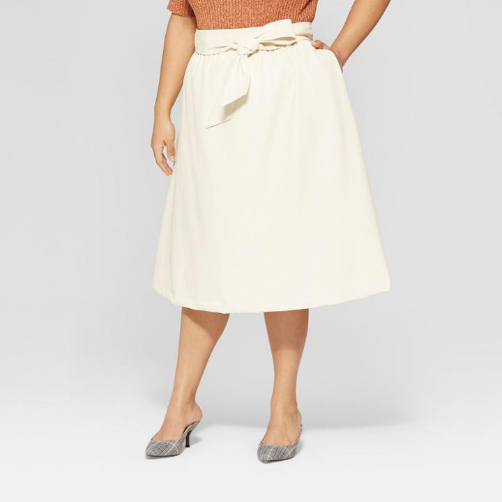Women's Plus Size Belted Leather Skirt - Who What Wear Cream (ivory)