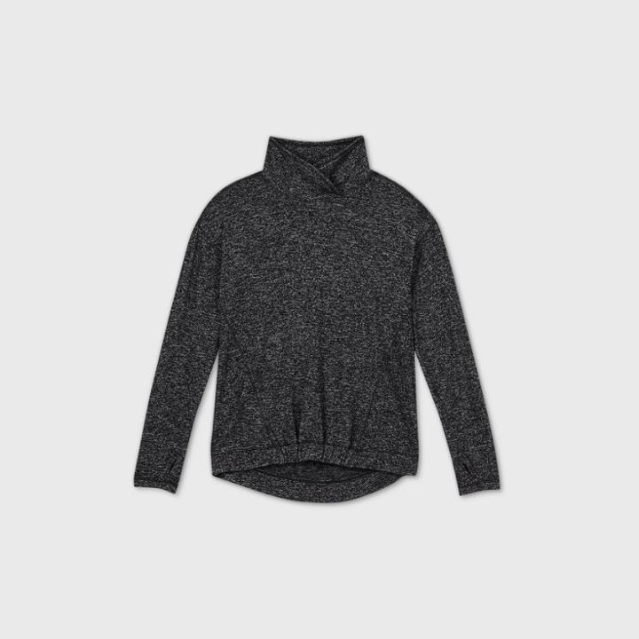Girls' Cozy Long Sleeve Mock Neck Pullover - All In Motion Black