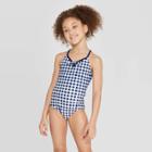 Target Plus Size Girls' Gingham Family One Piece Swimsuit - Black