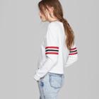 Women's Striped Long Sleeve Oversize Boyfriend T-shirt - Wild Fable White