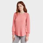 Women's Long Sleeve Knit Top With Lace Detail - Knox Rose Rose
