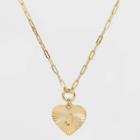 14k Gold Dipped 'j' Initial Diamond Cut Heart Pendant Necklace - A New Day Gold
