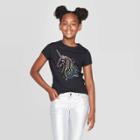 Petitegirls' Short Sleeve Rainbow Unicorn Graphic T-shirt - Cat & Jack Black