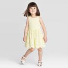 Toddler Girls' Floral Lace Scallop Hem Dress - Cat & Jack Yellow 12m, Toddler Girl's