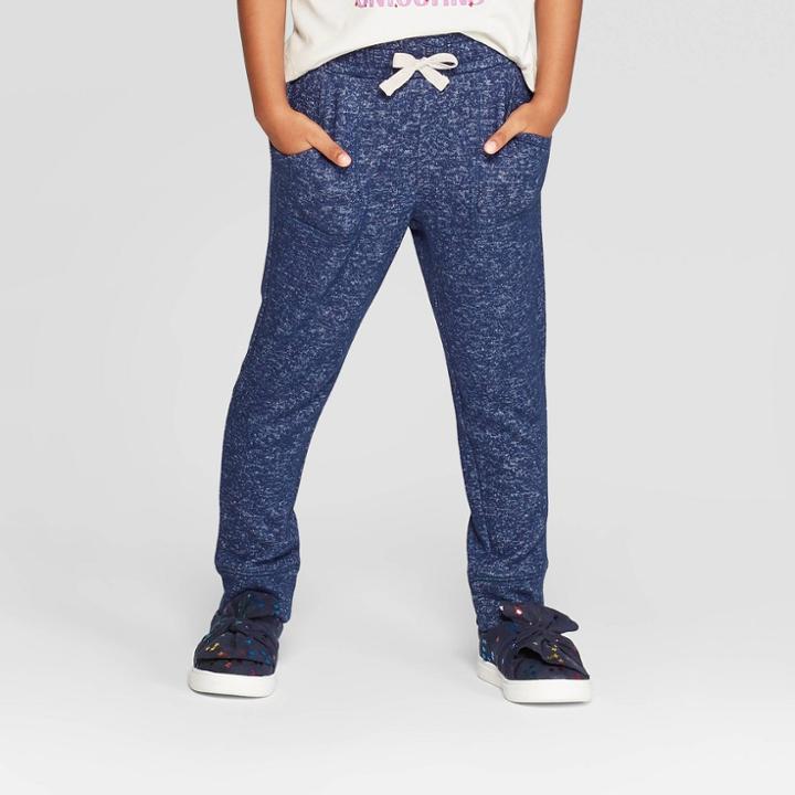 Toddler Girls' Solid Jogger Pants - Cat & Jack Navy 12m, Girl's, Blue