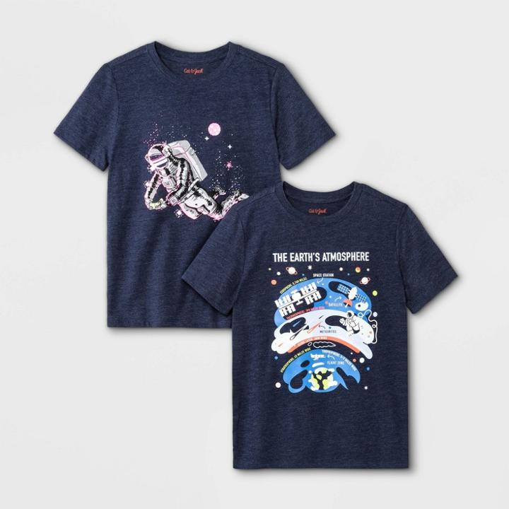 Boys' 2pk Short Sleeve Graphic T-shirt - Cat & Jack Navy