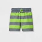 Toddler Boys' Striped Swim Trunks - Cat & Jack Lime Green/gray