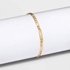 Gold Plated Initial 'i' Bar Figaro Chain Bracelet - A New Day Gold