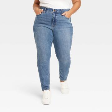 Women's High-rise Skinny Jeans - Ava & Viv Medium Wash 16,