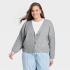 Women's Plus Size Button-front Cardigan - A New Day Gray