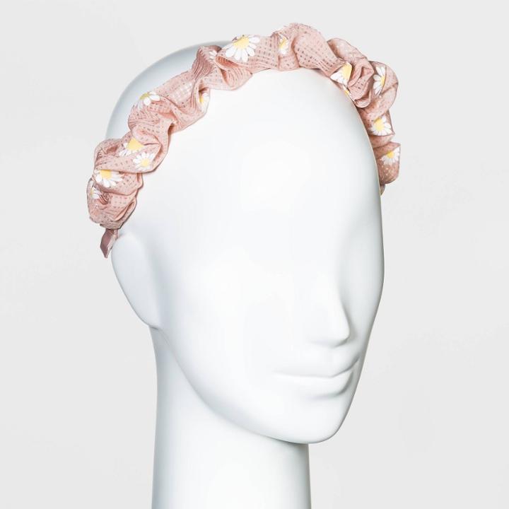 Daisy Printed Fabric Covered Headband - Wild Fable Pastel Peach