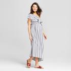 Maternity Striped One Shoulder Asymmetrical Hem Dress - Isabel Maternity By Ingrid & Isabel Cream/blue L, Women's, Purple