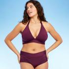 Women's Faux Wrap Halter Bikini Top - Kona Sol Royal Burgundy D/dd Cup, Red