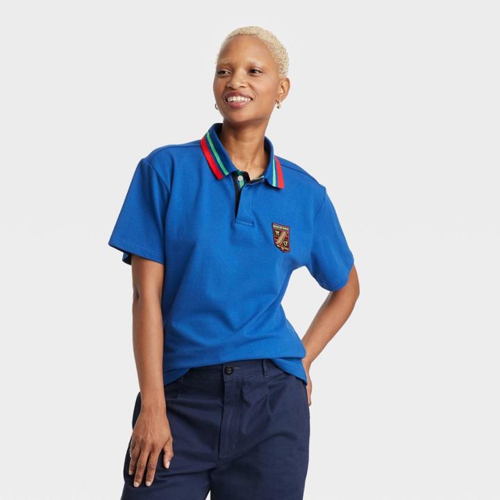 Houston White Adult Short Sleeve Polo Shirt - Blue Xxs/xs