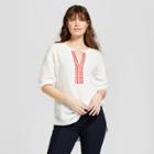 Target Women's 3/4 Sleeve Embroidered Tunic - Universal Thread White
