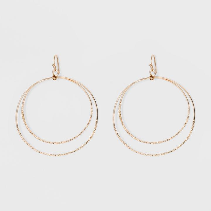 Delicate Double Open Work Circles Drop Earrings - A New Day Rose Gold
