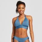 Women's Faux Wrap Halter Bikini Top - Mossimo Airy Blue D/dd Cup, Air Blue