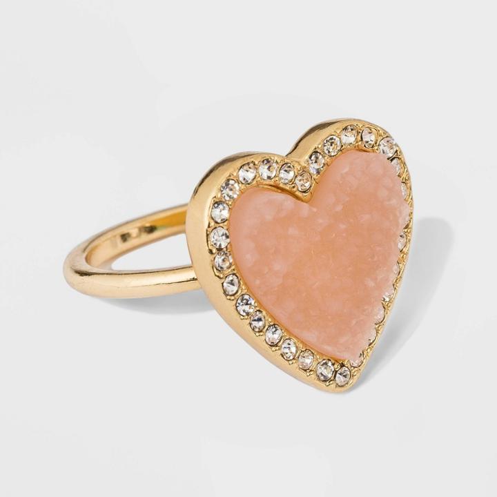 Sugarfix By Baublebar Druzy Heart Ring - Blush Pink, Women's