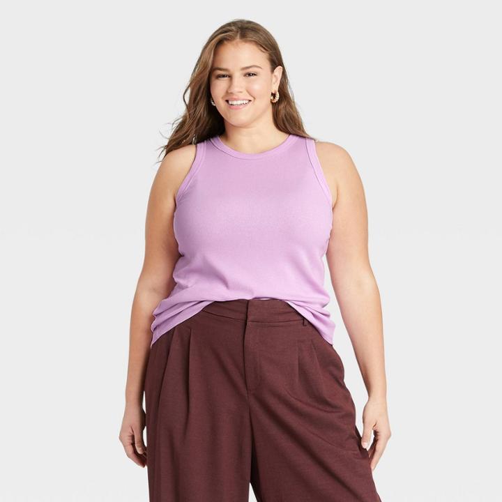 Women's Plus Size Ribbed Tank Top - A New Day