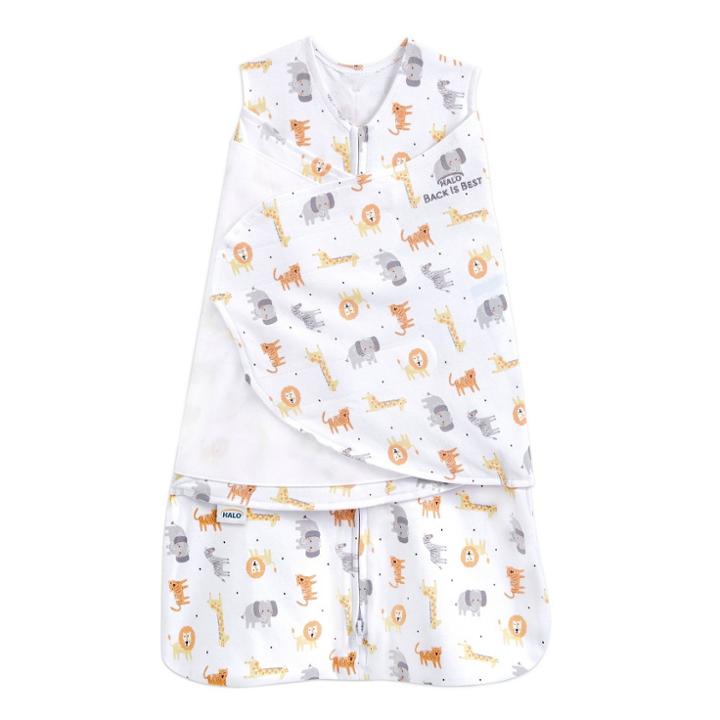 Halo Innovations Sleepsack 100% Cotton Swaddle Wrap Jungle - Newborn