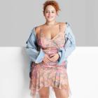 Women's Plus Size Sleeveless Ruched Handkerchief Hem Dress - Wild Fable Pink Floral