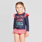 Toddler Girl' Long Sleeve 'oh Say Can You Sea' Rash Guard Set - Cat & Jack Navy 4t, Toddler Girl's, Blue/blue