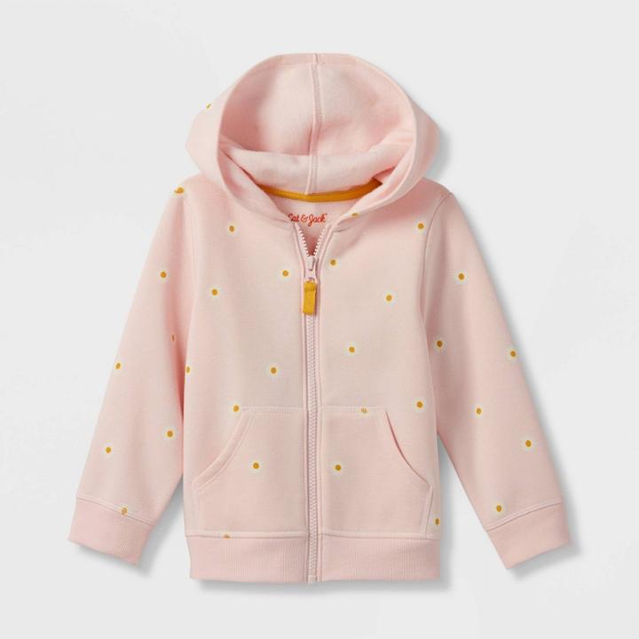 Toddler Girls' Printed Fleece Zip-up Hoodie - Cat & Jack Pink