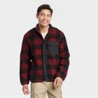 Men's Big & Tall Buffalo Plaid Sherpa Faux Fur Jacket - Goodfellow & Co Red