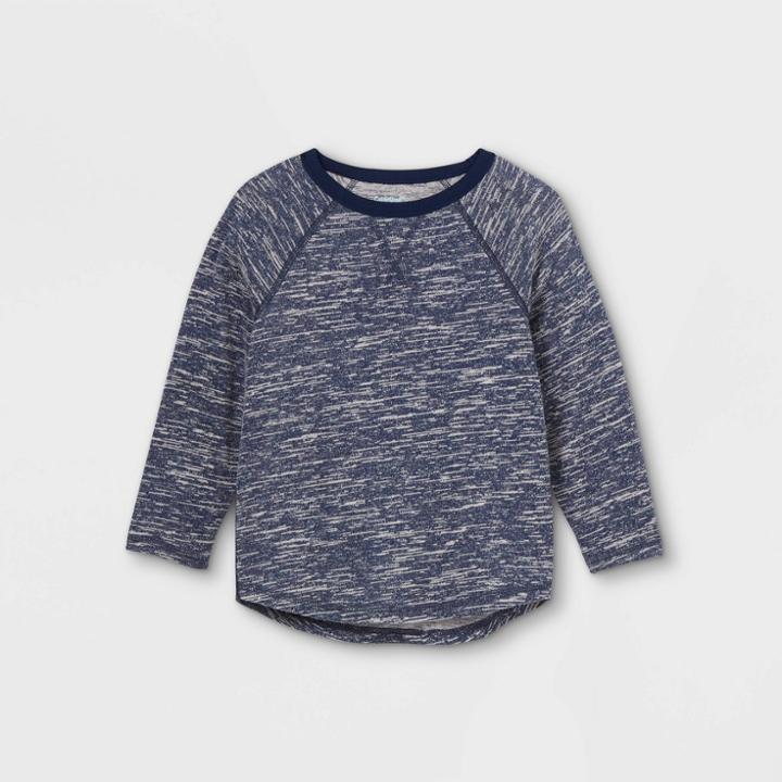 Toddler Boys' Adaptive Long Sleeve Crewneck T-shirt - Cat & Jack Heather Navy