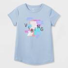 Girls' Short Sleeve 'vibing' Graphic T-shirt - All In Motion Dark Blue