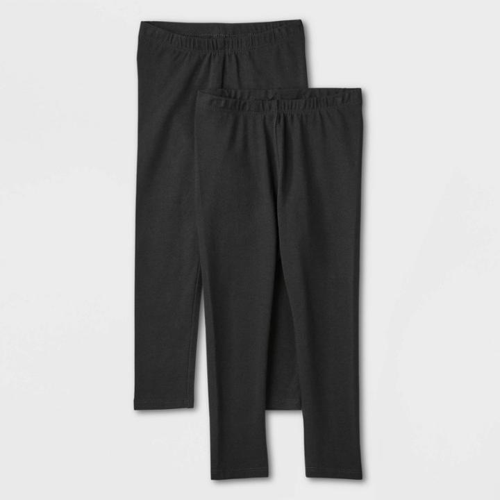 Toddler Girls' 2pk Leggings - Cat & Jack Black