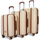 Badgley Mischka Mia Expandable Hardside Checked 3pc Luggage Set - Champagne, Beige