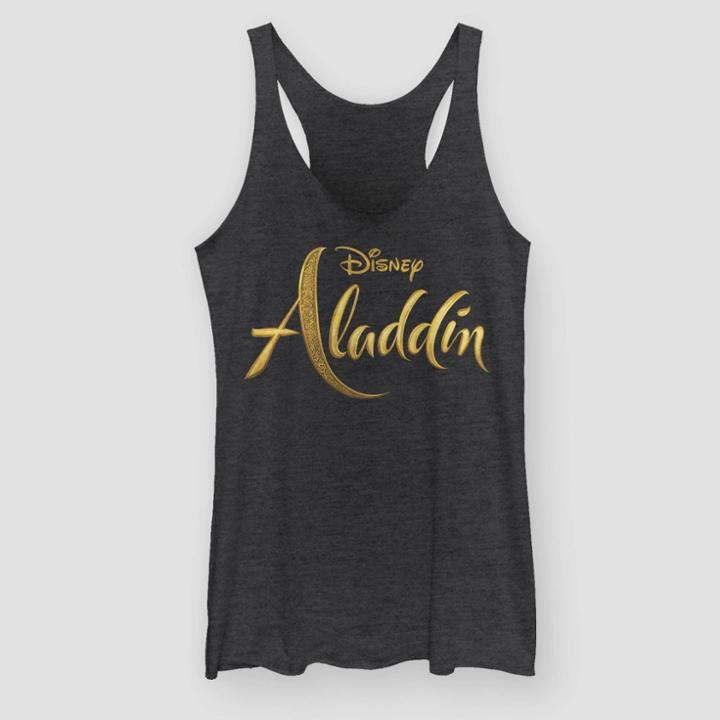 Disney Women's Aladdin Live Action Logo Tank Top (juniors') - Black Heather